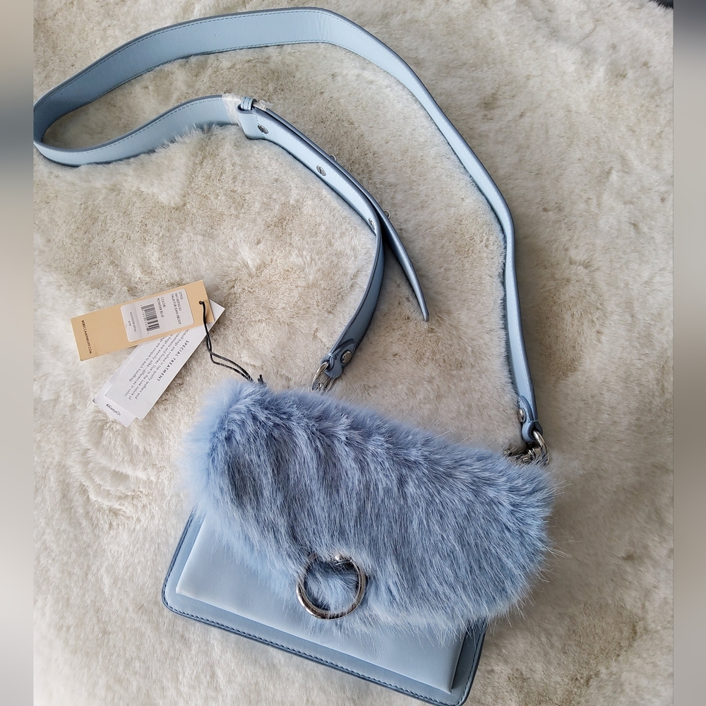 Rebecca Minkoff Fayx Fur XBody In Powder Blue